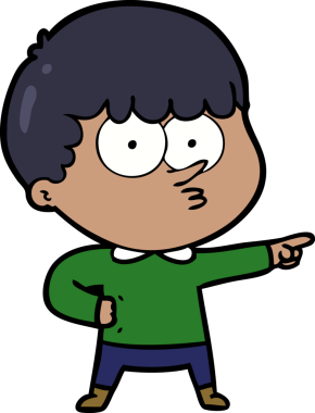 Bir insan tarafından çizilmiş çizgi film çocuğu.