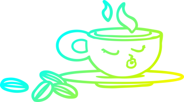 Bir insan tarafından çizilmiş soğuk gradyan bir espresso fincanı.