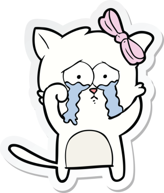 Bir insan tarafından çizilmiş çizgi film kedisinin çıkartması.