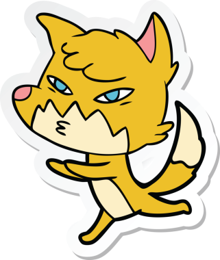 Bir insan tarafından çizilmiş akıllı bir tilkinin çıkartması.