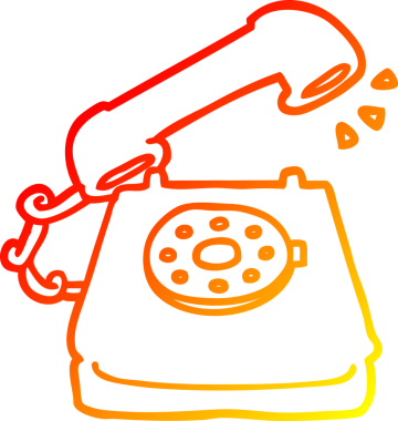 Bir insan tarafından çizilmiş, çizgi film çalan bir telefonun sıcak gradyan çizimi