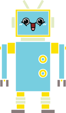 Bir insan tarafından çizilmiş düz renkli bir robot karikatürü