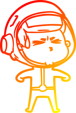 Bir çizgi film karakteri, bir insan tarafından çizilmiş astronot çizimi.