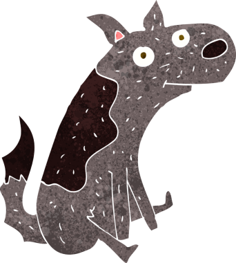 Bir insan tarafından çizilmiş çizgi film köpeği.