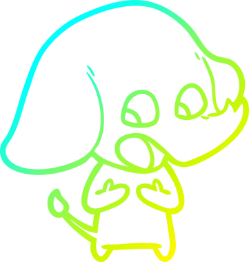 Bir insan tarafından çizilmiş şirin bir filin soğuk gradyan çizgisi