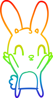 Gökkuşağı gradyan çizgisi. Bir insan tarafından çizilmiş şirin bir tavşan çizimi.