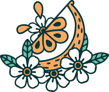 Bir insan tarafından çizilmiş dekoratif bir limonun ikonik dövme şekli