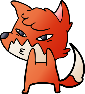 Bir insan tarafından çizilmiş akıllı çizgi film tilkisi.