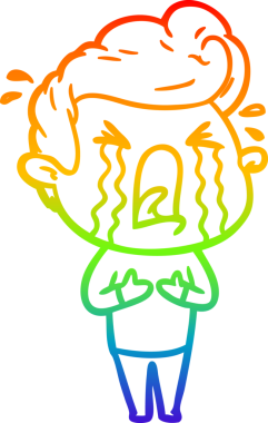 Bir insan tarafından çizilmiş ağlayan bir adamın çizdiği gökkuşağı gradyan çizgisi.