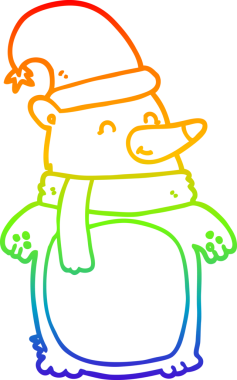 gökkuşağı gradyanı çizimi bir insan tarafından çizilmiş bir çizgi noel ayısı