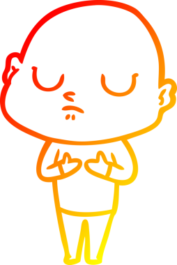 Bir insan tarafından çizilmiş kel bir adamın sıcak çizgi çizimi.