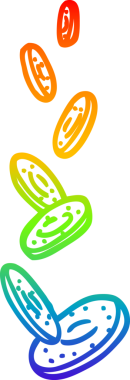 gökkuşağı gradyan çizgi çizimi bir insan tarafından çizilmiş bozuk paralar