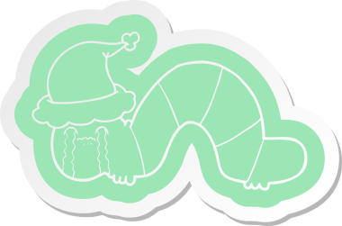 Bir tırtılın, insan tarafından çizilmiş Noel Baba şapkasını takıp pişmanlıklarına kafayı takmış garip bir çizgi film çıkartması.