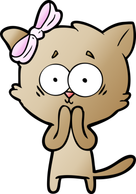 Bir insan tarafından çizilmiş çizgi film kedisi.