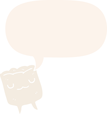 Bir insan tarafından çizilmiş, konuşma baloncuklu çizgi film dişleri.