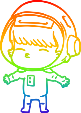 gökkuşağı gradyan çizimi bir insan tarafından çizilmiş meraklı astronot çizgi