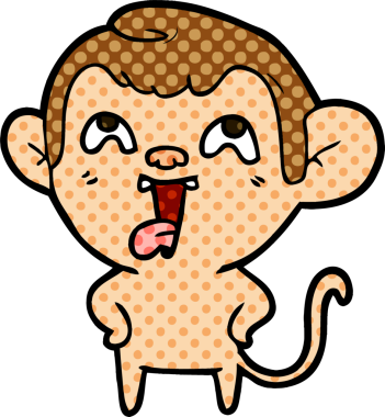 Bir insan tarafından çizilmiş çılgın çizgi film maymunu