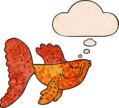 Düşünce baloncuğu olan Çinli dövüşçü balıklar insan tarafından çizilmiş grunge dokusuna sahipler.