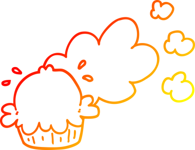 Bir insan tarafından çizilmiş tatlı bir çizgi film pastasının sıcak gradyan çizimi