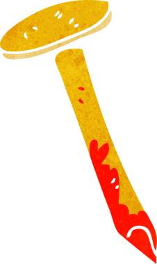 Bir insan tarafından çizilmiş kanlı çivi.