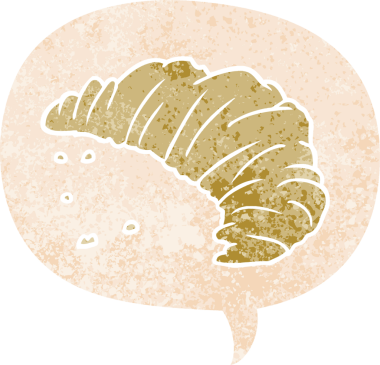 bir insan tarafından çizilmiş, grunge 'da konuşma baloncuğu olan çizgi film kruvasanı.