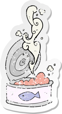 Bir insan tarafından çizilmiş bir ton balığı konservesinin geriletilmiş etiketi.