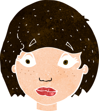 Bir insan tarafından çizilmiş endişeli kadın yüzü.