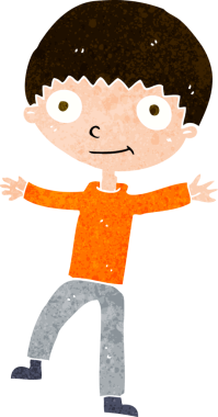 Bir insan tarafından çizilmiş mutlu çocuk çizgi filmi.