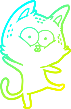 Bir insan tarafından çizilen çizgi film kedisinin soğuk gradyan çizimi