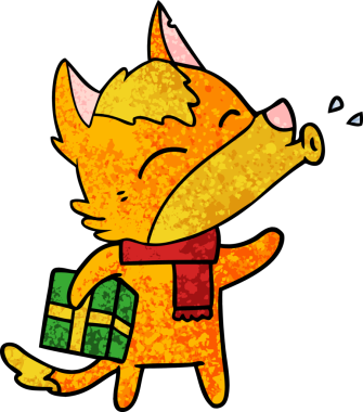 Bir insan tarafından çizilmiş tilki çizgi film karakteri.