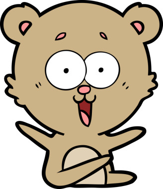 Bir insan tarafından çizilmiş gülen oyuncak ayı çizgi filmi.