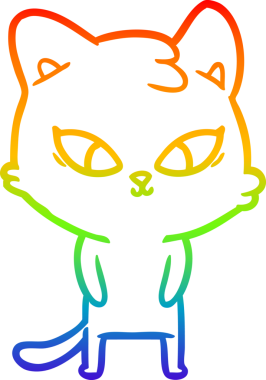 Gökkuşağı gradyan çizgisi bir insan tarafından çizilmiş şirin bir çizgi kedi çizimi