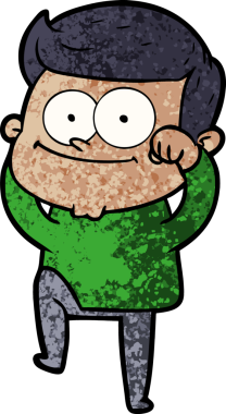 Bir insan tarafından çizilmiş mutlu bir adam.