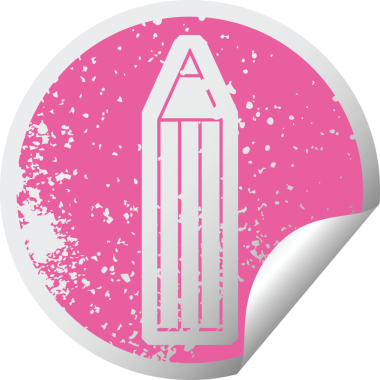 Bir insan tarafından çizilmiş bir kalemin sıkıntılı etiket simgesi