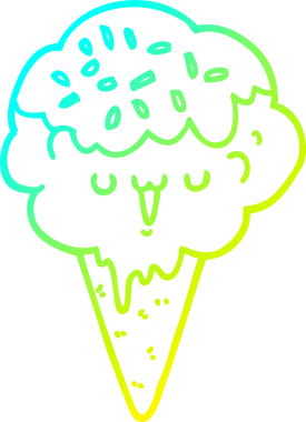 Bir insan tarafından çizilmiş dondurmanın soğuk gradyan çizgisi.