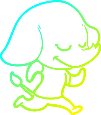 Bir insan tarafından çizilmiş gülümseyen bir filin soğuk gradyan çizimi.