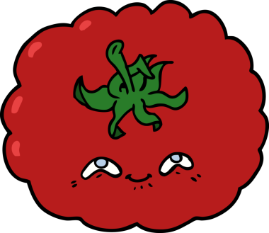 Bir insan tarafından çizilmiş domates çizgi filmi.