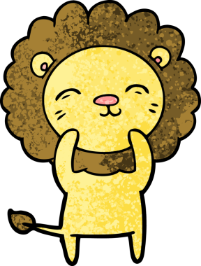 Bir insan tarafından çizilmiş çizgi film aslanı.
