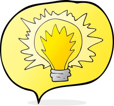 Bir insan tarafından çizilmiş serbest konuşma balonu çizgi film ampulü