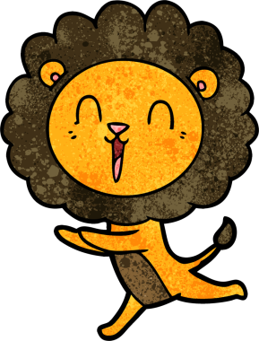 Bir insan tarafından çizilen gülen aslan çizgi filmi