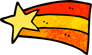 Bir insan tarafından çizilmiş grunge desenli karikatür kayan yıldız.