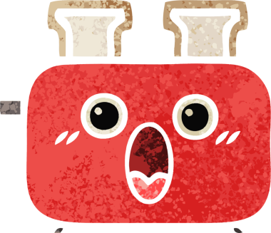 Bir insan tarafından çizilmiş bir tost makinesinin retro çizim stili karikatürü