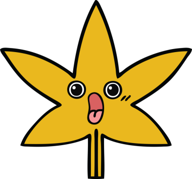 Bir insan tarafından çizilmiş bir sonbahar yaprağının sevimli karikatürü.