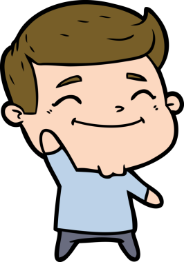 Bir insan tarafından çizilen mutlu çizgi film adamı.