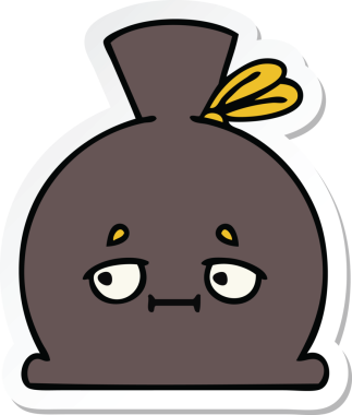 Bir insan tarafından çizilmiş şirin bir karikatür çuvalı.