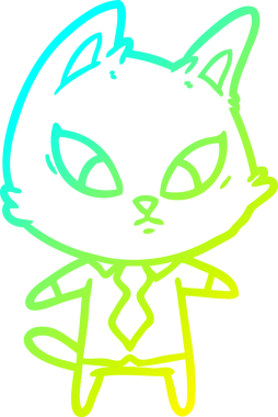 Bir insan tarafından çizilmiş kafası karışmış bir iş kedisinin soğuk gradyan çizimi