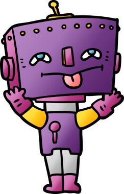 Bir insan tarafından çizilmiş çizgi film robotu