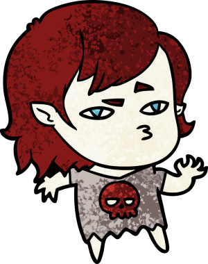 Bir insan tarafından çizilmiş vampir kız çizgi filmi.