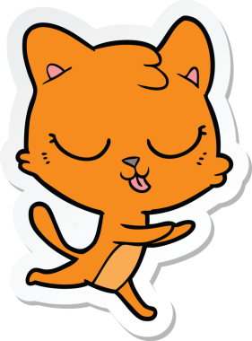 Bir insan tarafından çizilmiş, tıslayan bir kedinin çıkartması.