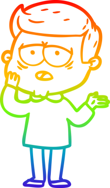 Gökkuşağı gradyan çizgi çizimi bir insan tarafından çizilmiş yorgun bir adam